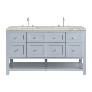 60 Inch Breckenridge Freestanding Vanity in Serenity Blue / Victorian Silver Top