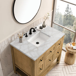 36 Inch Breckenridge Freestanding Vanity in Light Natural Oak / Victorian Silver Top