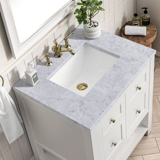 30 Inch Breckenridge Freestanding Vanity in Bright White / Carrara White Top