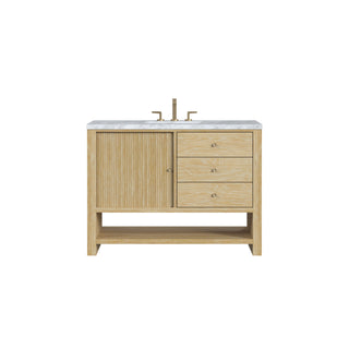 48 Inch Marigot Freestanding Vanity in Sunwashed Oak / Carrara White Top