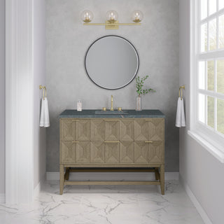 48 Inch Emmeline Freestanding Vanity in Pebble Oak / Parisien Bleu Top