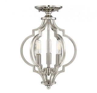 3-Light Convertible Semi-Flush or Pendant in Polished Nickel