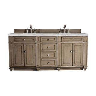 72 Inch Bristol Freestanding Vanity in Whitewashed Walnut / Victorian Silver Top