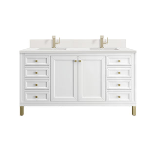 60 Inch Chicago Freestanding Vanity in Glossy White / White Zeus Top