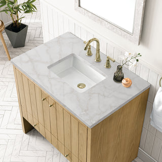 36 Inch Hudson Freestanding Vanity in Light Natural Oak / Victorian Silver Top