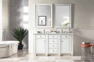 60 Inch Bristol Freestanding Vanity in Bright White / Eternal Jasmine Pearl Top