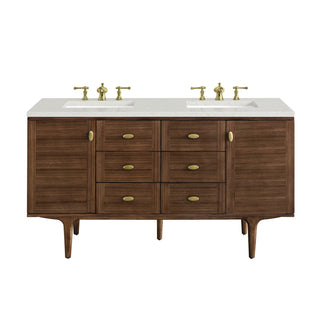 60 Inch Amberly Dual Mount Vanity in Mid-Century Walnut / Lime Delight Top