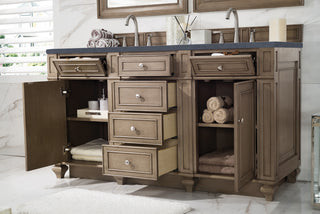 60 Inch Bristol Freestanding Vanity in Whitewashed Walnut / Charcoal Soapstone Top