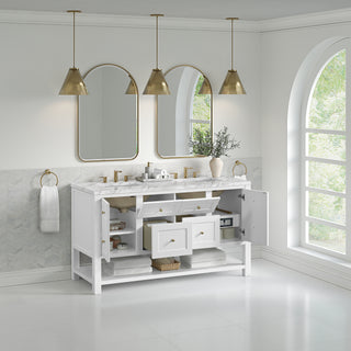 60 Inch Breckenridge Freestanding Vanity in Bright White / Carrara White Top