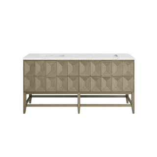 72 Inch Emmeline Freestanding Vanity in Pebble Oak / Ethereal Noctis Top