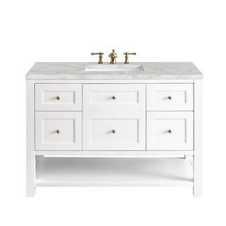 48 Inch Breckenridge Freestanding Vanity in Bright White / Victorian Silver Top