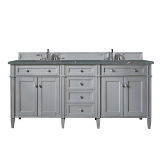 72 Inch Brittany Freestanding Vanity in Urban Gray / Parisien Bleu Top