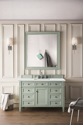 48 Inch Brittany Freestanding Vanity in Sage Green / Ethereal Noctis Top