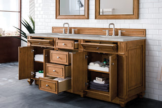 72 Inch Bristol Freestanding Vanity in Saddle Brown / Victorian Silver Top