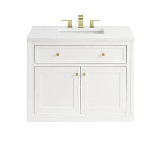 36 Inch Chicago Freestanding Vanity in Glossy White / White Zeus Top
