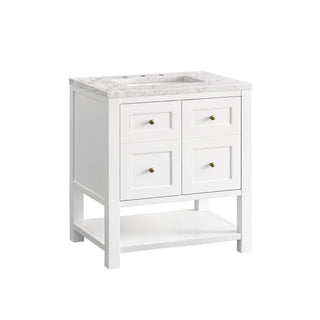 30 Inch Breckenridge Freestanding Vanity in Bright White / Eternal Jasmine Pearl Top