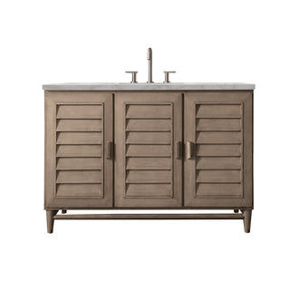 48 Inch Portland Freestanding Vanity in Whitewashed Walnut / Victorian Silver Top