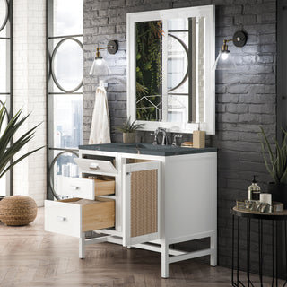 36 Inch Addison Freestanding Vanity in Glossy White / Parisien Bleu Top