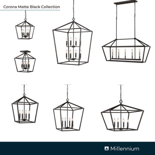 4-Light Pendant light Matte Black