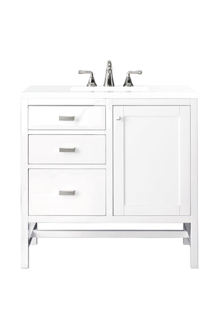 36 Inch Addison Freestanding Vanity in Glossy White / White Zeus Top