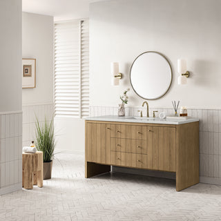 60 Inch Hudson Freestanding Vanity in Light Natural Oak / Lime Delight Top