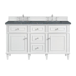 60 Inch Lorelai Freestanding Vanity in Bright White / Parisien Bleu Top