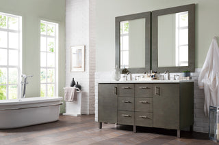 60 Inch Metropolitan Dual Mount Vanity in Silver Oak / Ethereal Noctis Top