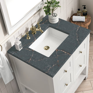 30 Inch Breckenridge Freestanding Vanity in Bright White / Parisien Bleu Top