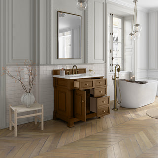36 Inch Brookfield Freestanding Vanity in Honey Oak / Arctic Fall Top