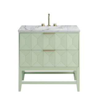 36 Inch Emmeline Freestanding Vanity in Pistachio / Carrara White Top