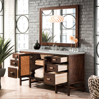 60 Inch Addison Freestanding Vanity in Mid-Century Acacia / Lime Delight Top