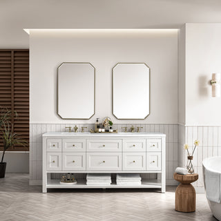 72 Inch Breckenridge Freestanding Vanity in Bright White / White Zeus Top