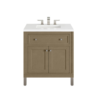 30 Inch Chicago Freestanding Vanity in Walnut Whisper / White Zeus Top