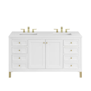 60 Inch Chicago Freestanding Vanity in Glossy White / White Zeus Top