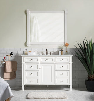48 Inch Brittany Freestanding Vanity in Bright White / Ethereal Noctis Top