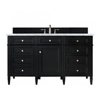 60 Inch Brittany Freestanding Vanity in Black Onyx / Carrara White Top
