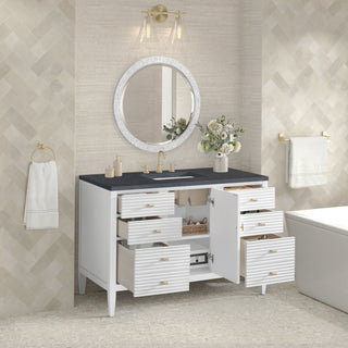 48 Inch Myrrin Freestanding Vanity in Bright White / Charcoal Soapstone Top