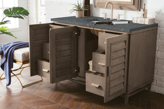 48 Inch Portland Freestanding Vanity in Whitewashed Walnut / Parisien Bleu Top