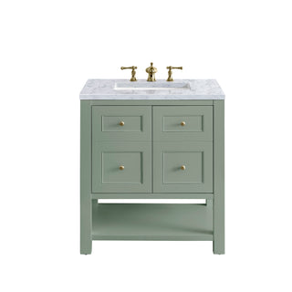 30 Inch Breckenridge Freestanding Vanity in Smokey Celadon / Carrara White Top
