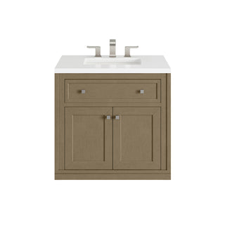 30 Inch Chicago Freestanding Vanity in Walnut Whisper / White Zeus Top