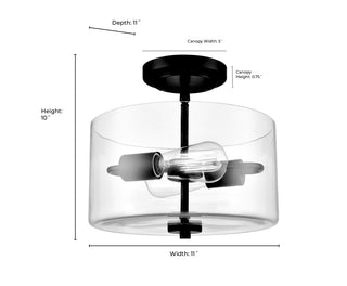Verlana 2-Light Semi-Flush Ceiling Mount Matte Black