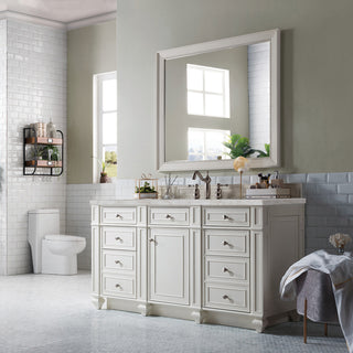 60 Inch Bristol Freestanding Vanity in Bright White / Victorian Silver Top