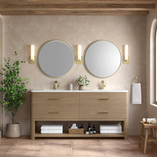 72 Inch Lucian Freestanding Vanity in Pebble Oak / White Zeus Top