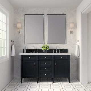 60 Inch Brittany Freestanding Vanity in Black Onyx / White Zeus Top