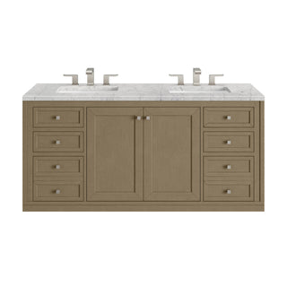 60 Inch Chicago Freestanding Vanity in Walnut Whisper / Eternal Jasmine Pearl Top