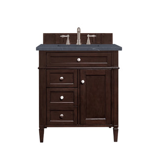 30 Inch Brittany Freestanding Vanity in Burnished Mahogany / Charcoal Soapstone Top