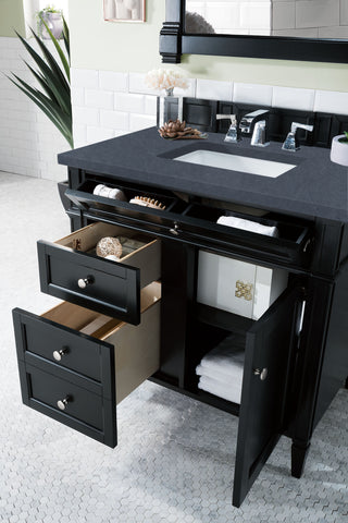 36 Inch Brittany Freestanding Vanity in Black Onyx / Charcoal Soapstone Top