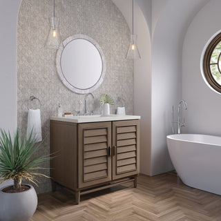 36 Inch Portland Freestanding Vanity in Whitewashed Walnut / Lime Delight Top
