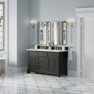 60 Inch Brookfield Freestanding Vanity in Black Onyx / Lime Delight Top