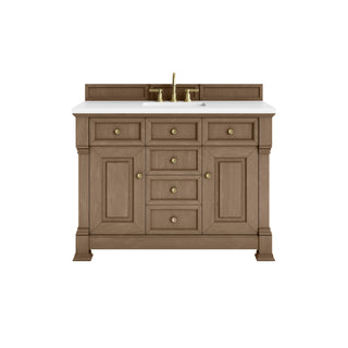 48 Inch Brookfield Freestanding Vanity in Pecan / White Zeus Top